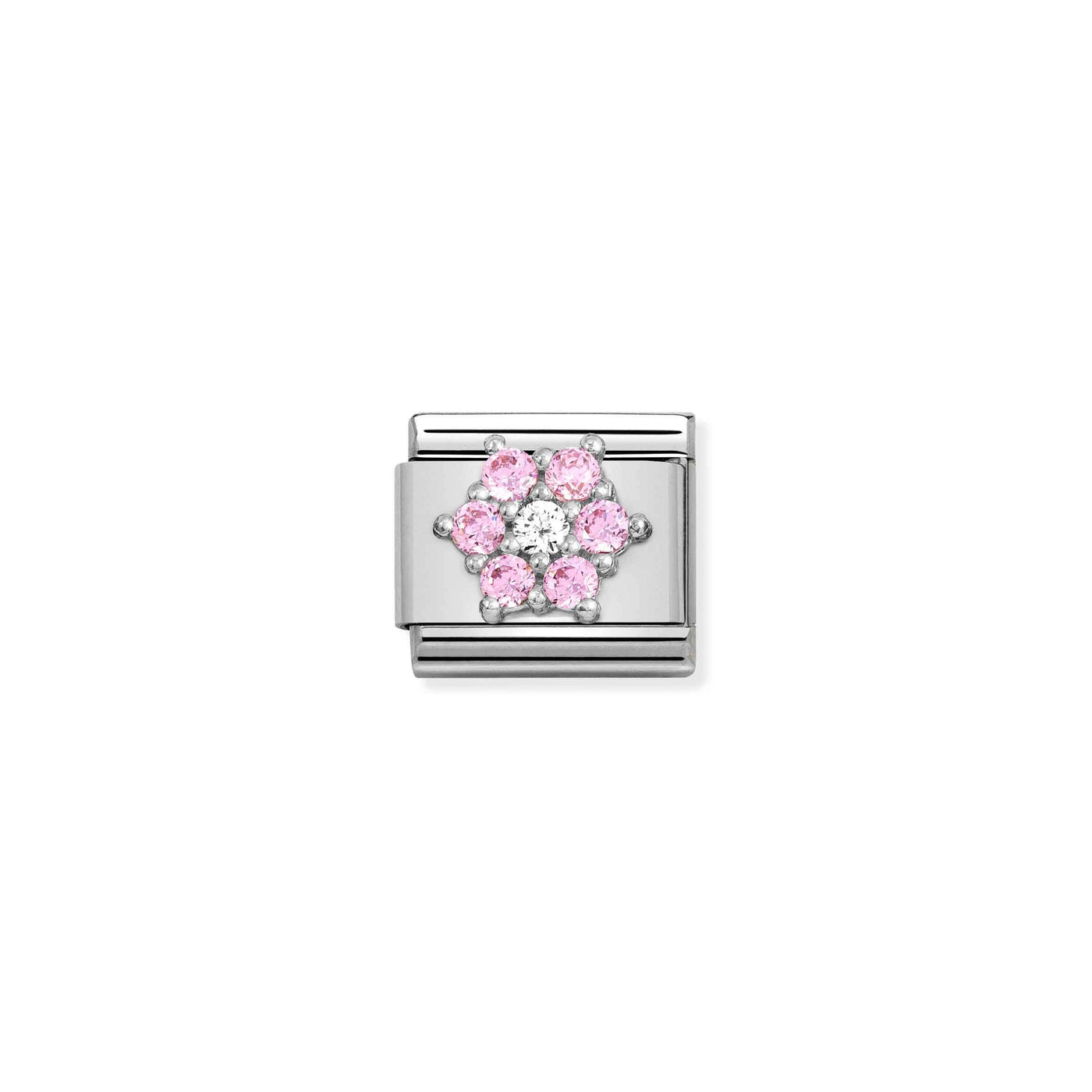 Nomination Classic Pink Cubic Zirconia Flower Link - Rococo Jewellery