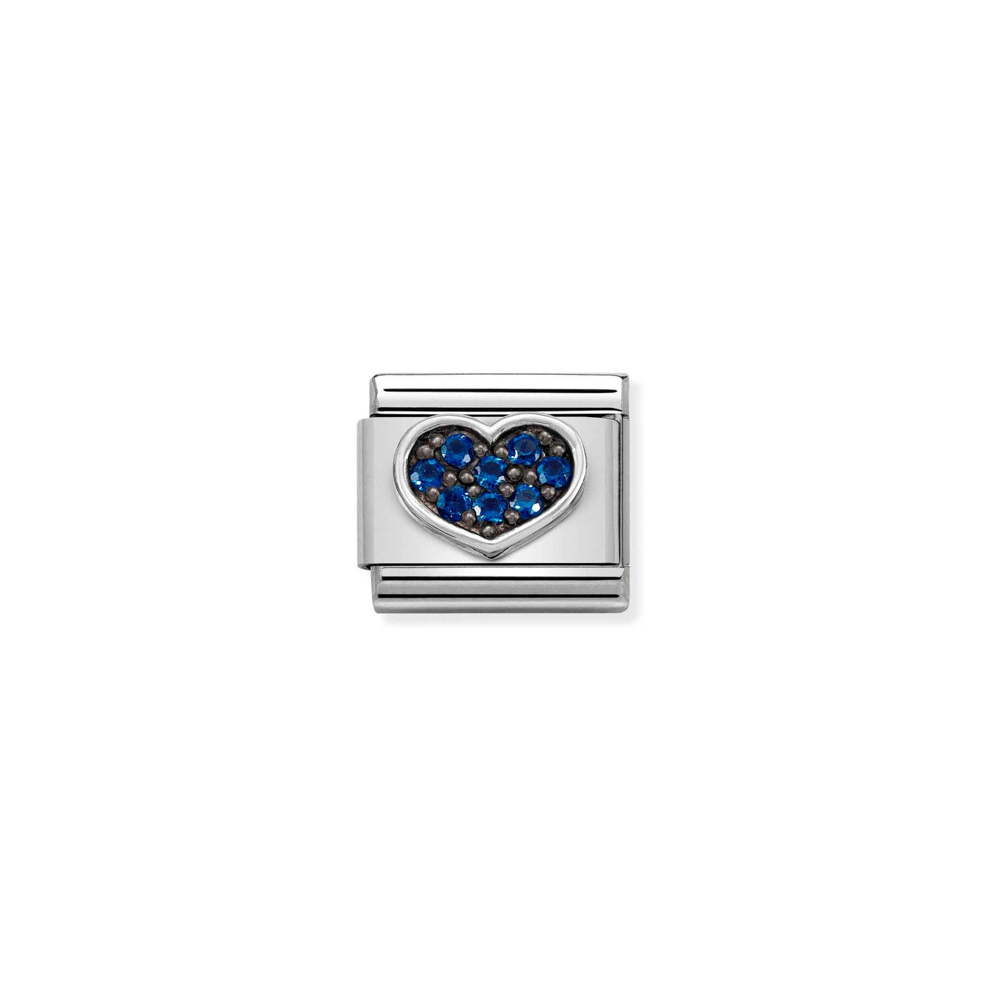 Nomination Classic Silver & Blue CZ Heart Charm - Rococo Jewellery