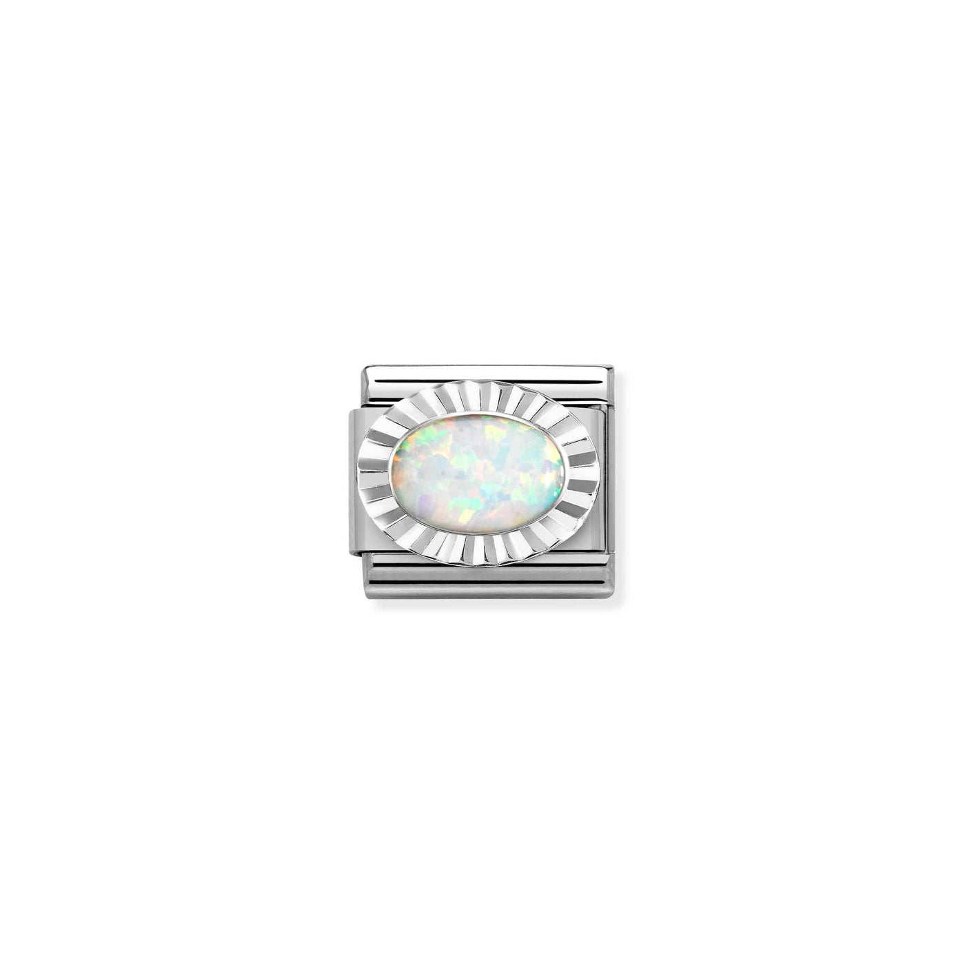 Nomination Classic Sterling Silver and White Opal Charm - Rococo Jewellery