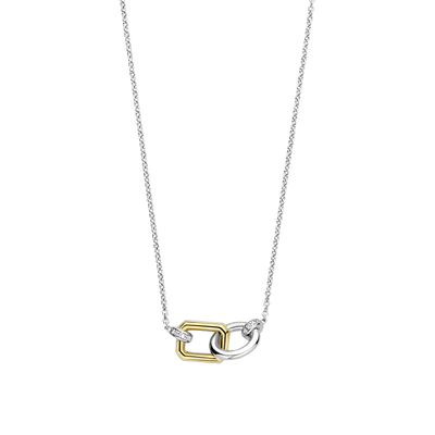 Ti Sento 18ct Gold Vermeil and Silver Pave Necklace with Cubic Zirconia Stones - Rococo Jewellery