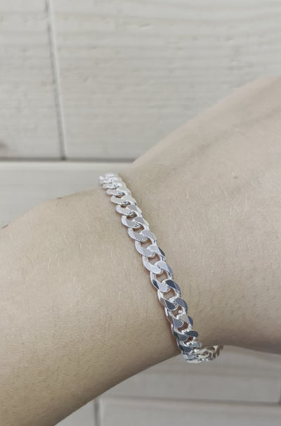 23cm Sterling Silver Flat Curb Chain Bracelet