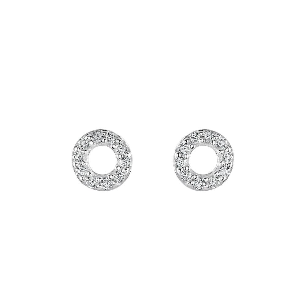 CZ Mini Open Circle Stud Earrings - Rococo Jewellery