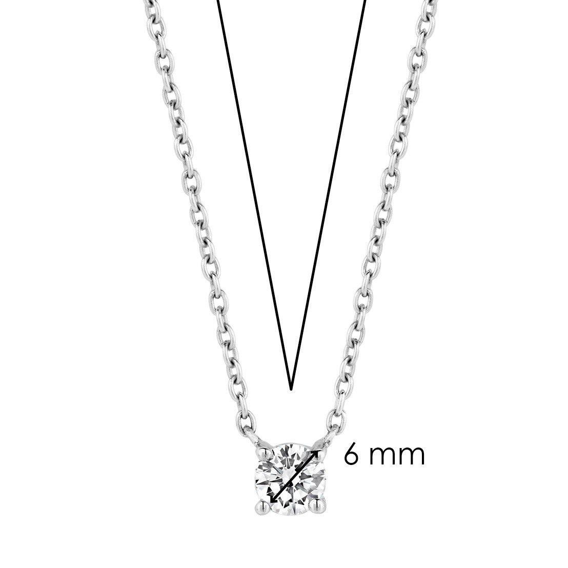 Ti Sento Sterling Silver Single Cubic Zirconia Necklace - Rococo Jewellery