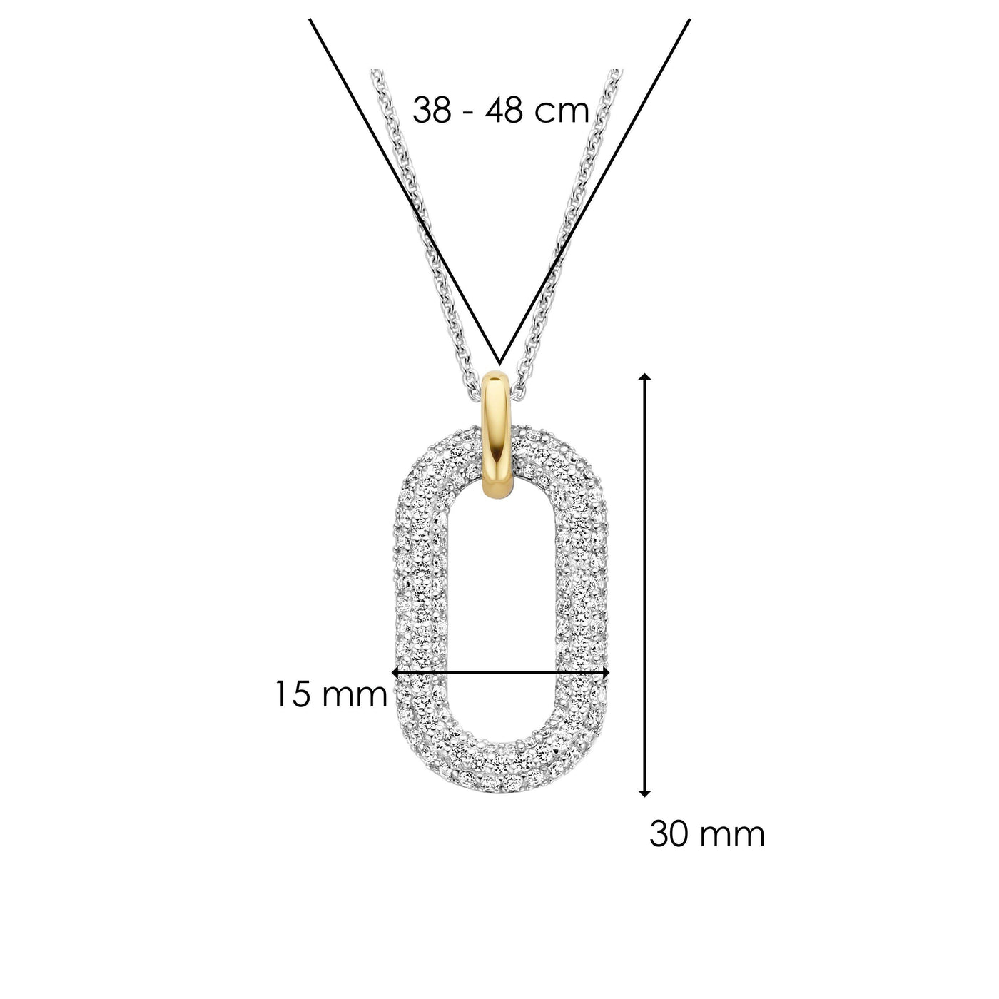 Ti Sento Cubic Zirconia Oval Link Necklace - Rococo Jewellery