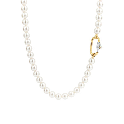 Ti Sento Gold Vermeil Pearls Lock Necklace - Rococo Jewellery