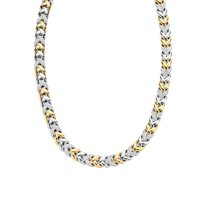 Ti Sento Gold and Silver Cubic Zirconia Braided Necklace - Rococo Jewellery