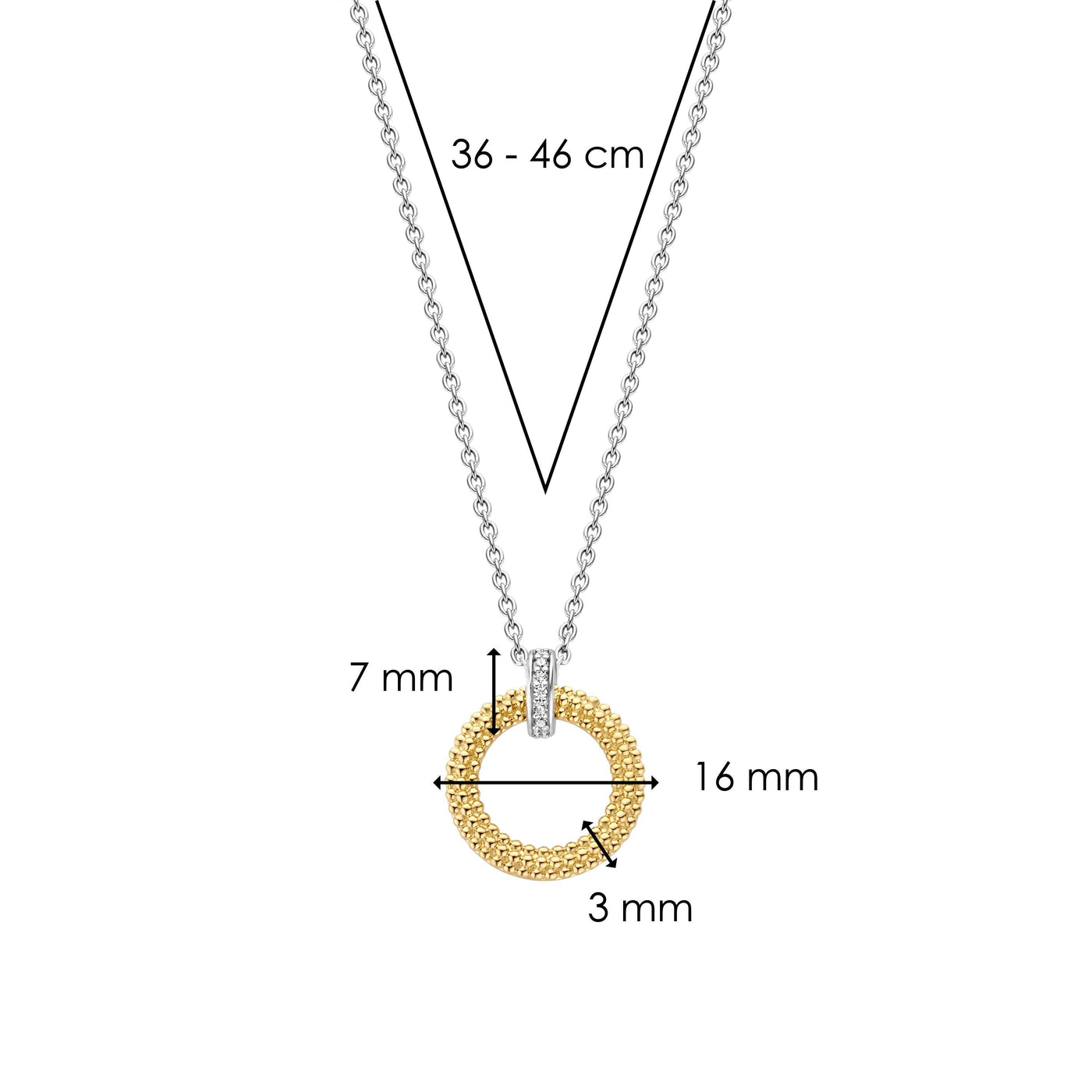 Ti Sento Gold Circular Pendant Necklace - Rococo Jewellery