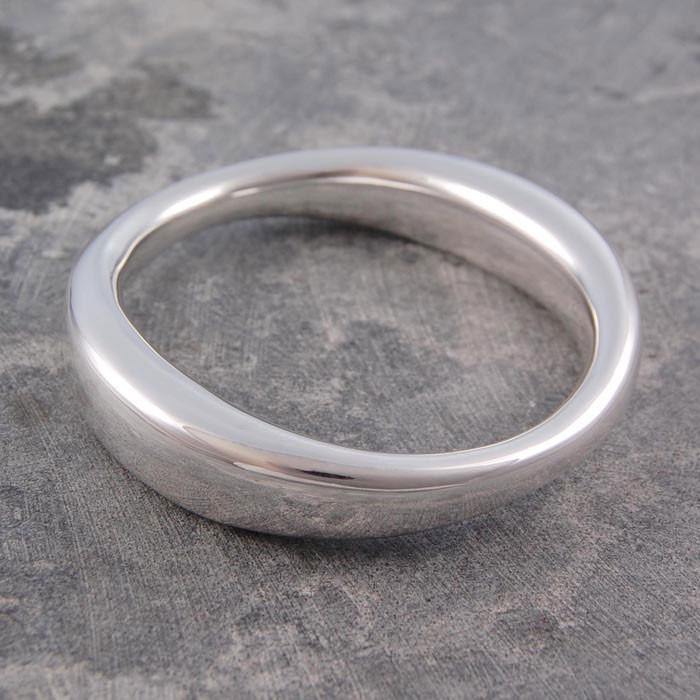Flowing Chunky Bangle in Sterling Silver - Rococo Jewellery