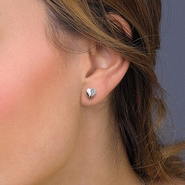 Kit Heath Mini Sparkle Sweet Heart Stud Earrings - Rococo Jewellery