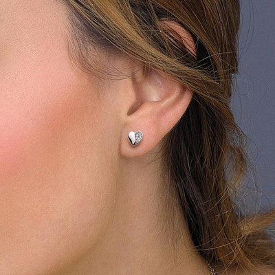 Kit Heath Mini Sparkle Sweet Heart Stud Earrings - Rococo Jewellery