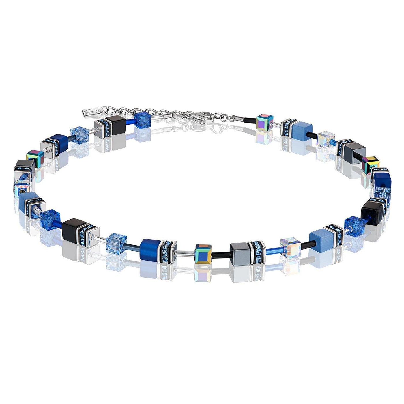 Coeur De Lion Cobalt Blue Grey Swarovski® Crystals GeoCUBE® Necklace - Rococo Jewellery