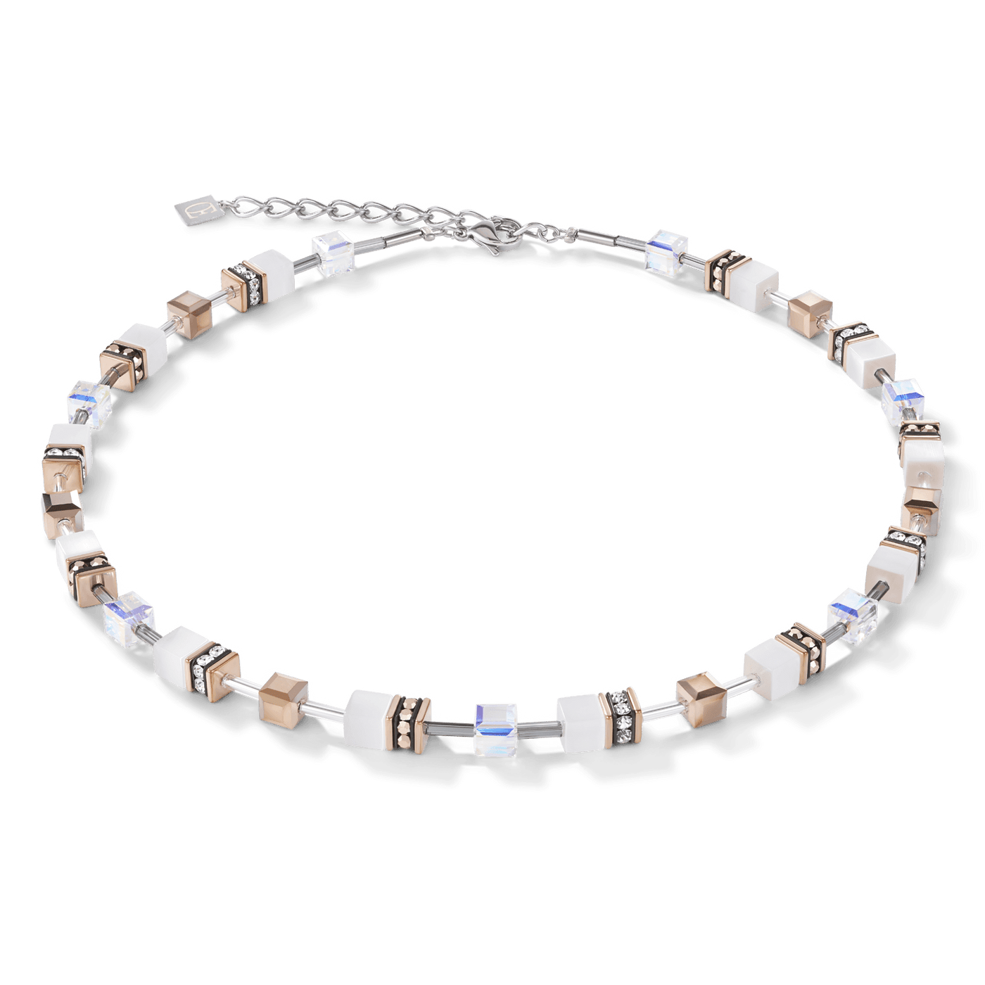 Coeur De Lion White Swarovski® Crystals Geo Cube Necklace - Rococo Jewellery