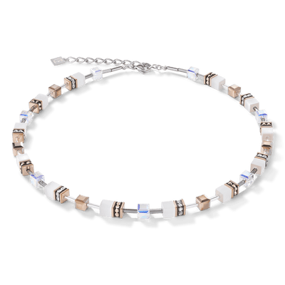 Coeur De Lion White Swarovski® Crystals Geo Cube Necklace - Rococo Jewellery