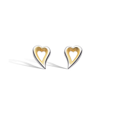 Kit Heath Desire Love Story Gold Heart Stud Earrings - Rococo Jewellery