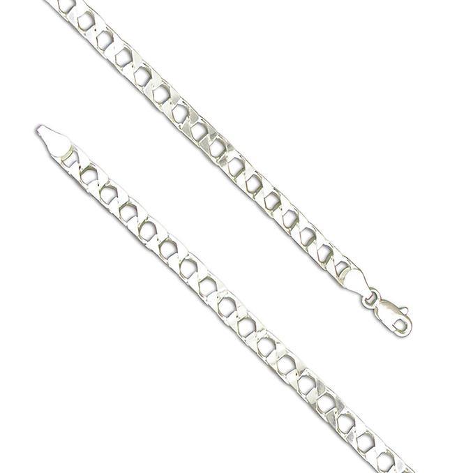 51cm Square Curb Chain Necklace - Sterling Silver - Rococo Jewellery