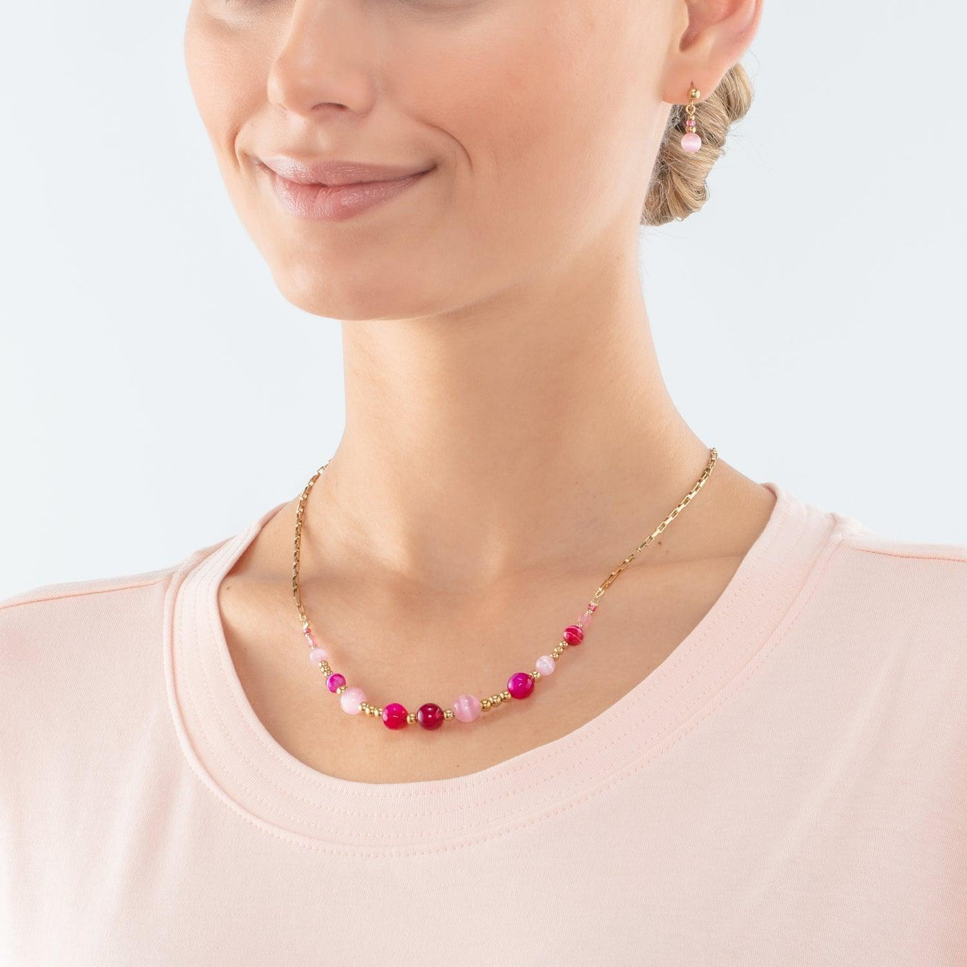 Coeur De Lion Candy Spheres Gold and Pink Necklace - Rococo Jewellery