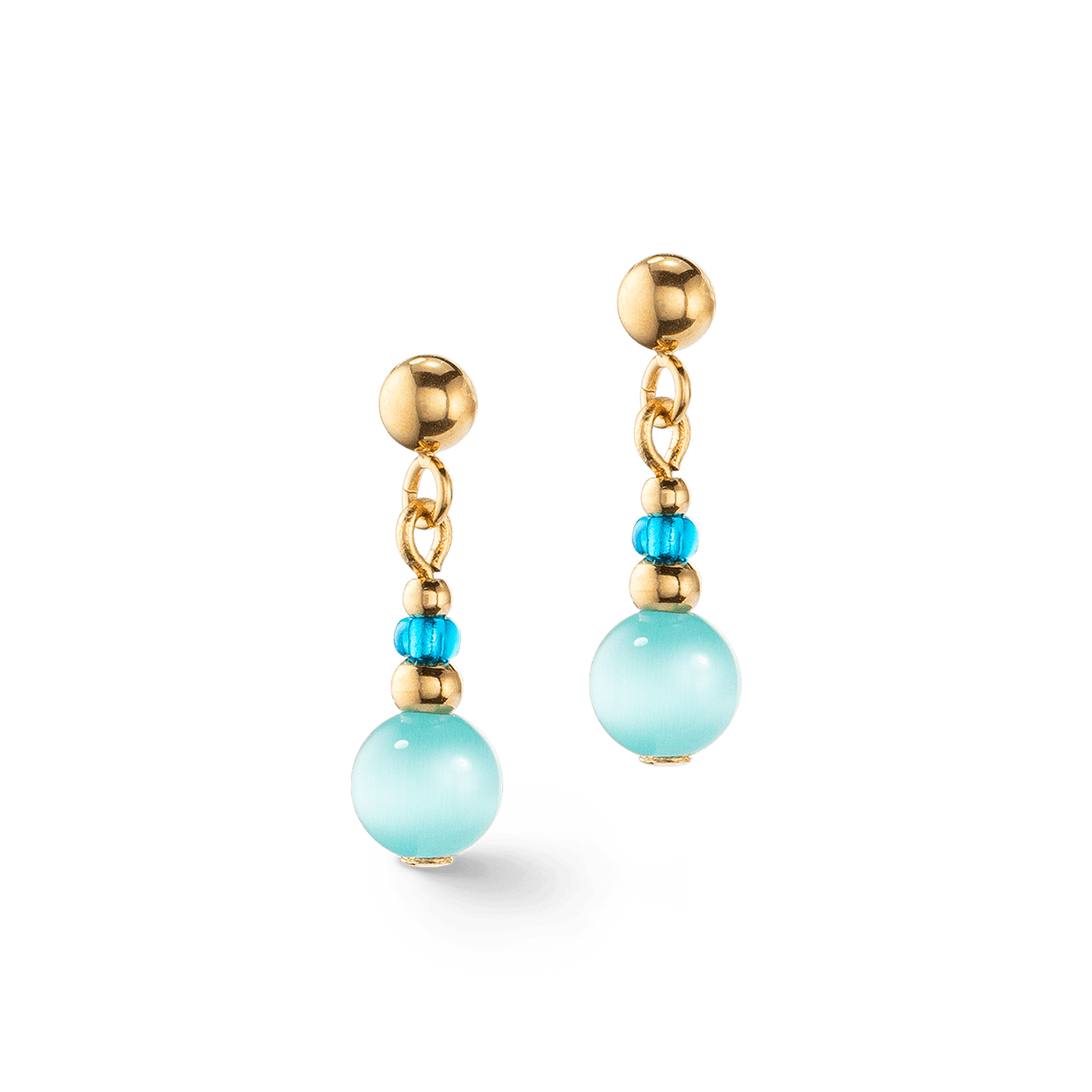 Coeur De Lion Candy Spheres Gold and Turquoise Earrings - Rococo Jewellery