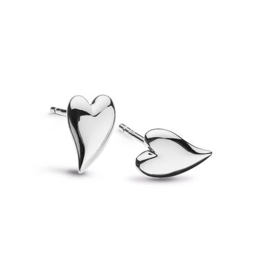 Kit Heath Desire Kiss Mini Heart Stud Earrings - Sterling Silver - Rococo Jewellery