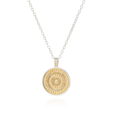 Anna Beck Classic Large Reversible Gold & Silver Disc Pendant Necklace - Rococo Jewellery