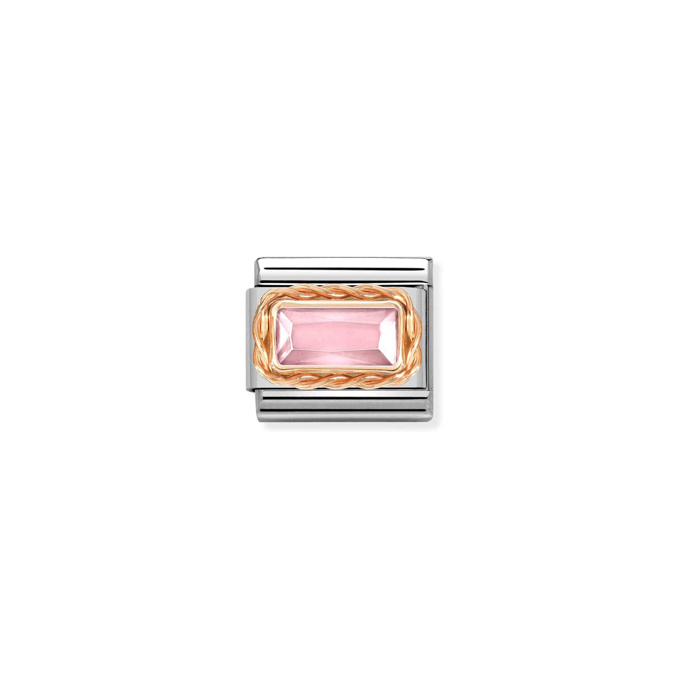 Nomination Classic 9ct Rose Gold Pink CZ Rectangle Charm - Rococo Jewellery