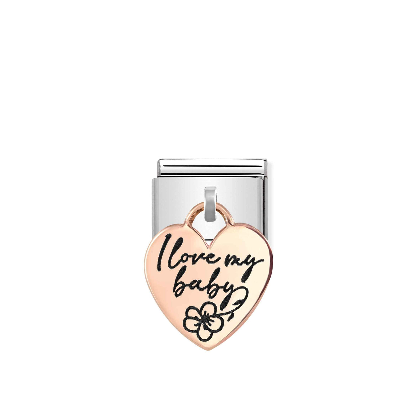 Nomination Classic 9ct Gold I Love My Baby Heart Drop Charm - Rococo Jewellery