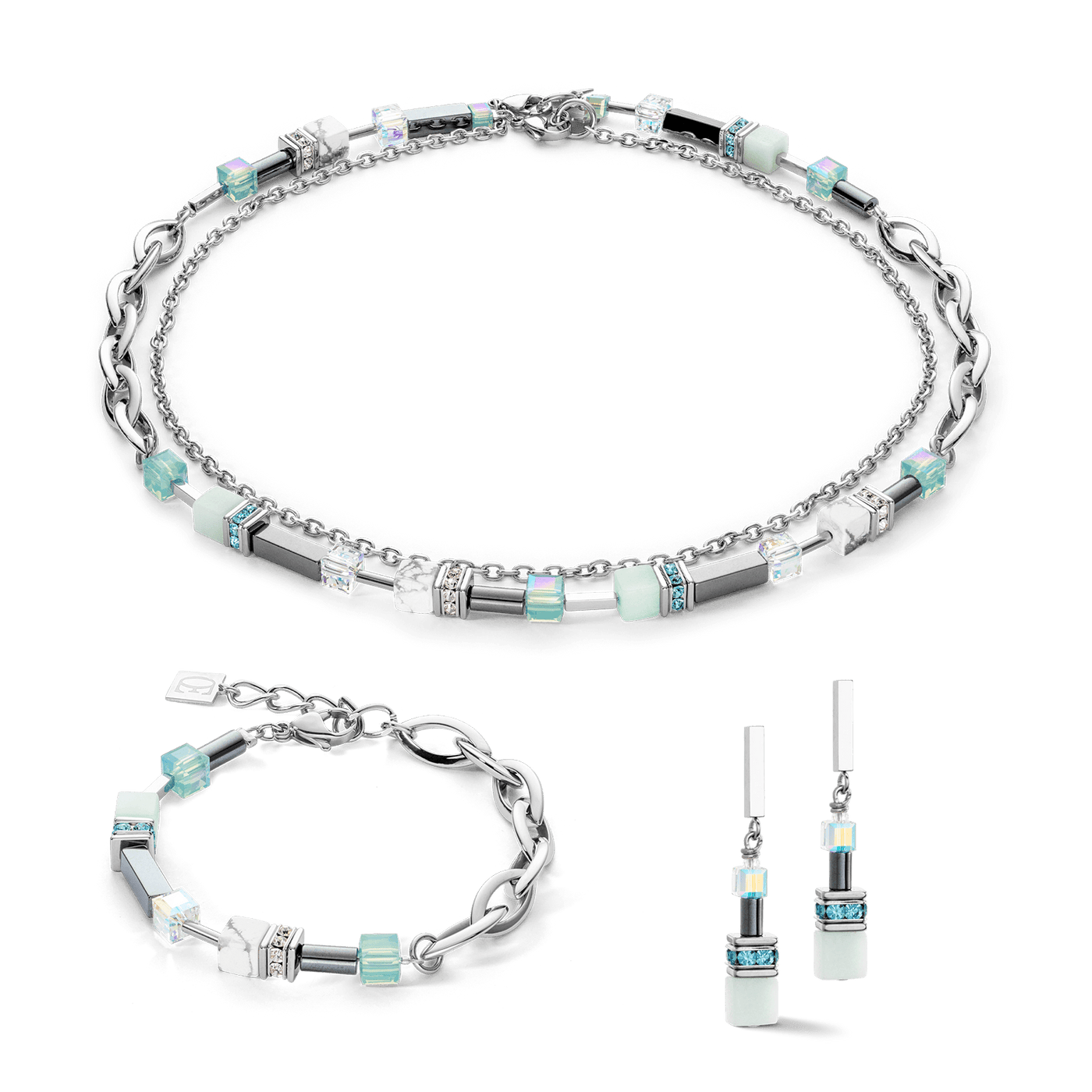 Coeur De Lion Mint Green GeoCUBE® Fusion Multiwear Necklace - Rococo Jewellery