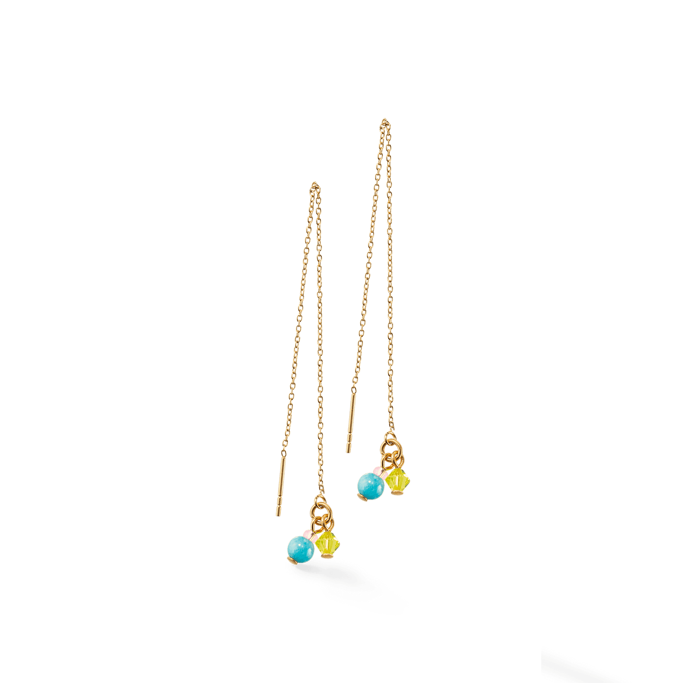 Coeur De Lion Small Guardian Gold Multicolour Pastel Chain Earrings - Rococo Jewellery