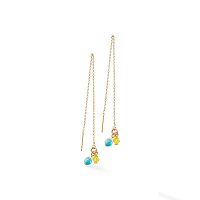 Coeur De Lion Small Guardian Gold Multicolour Pastel Chain Earrings - Rococo Jewellery