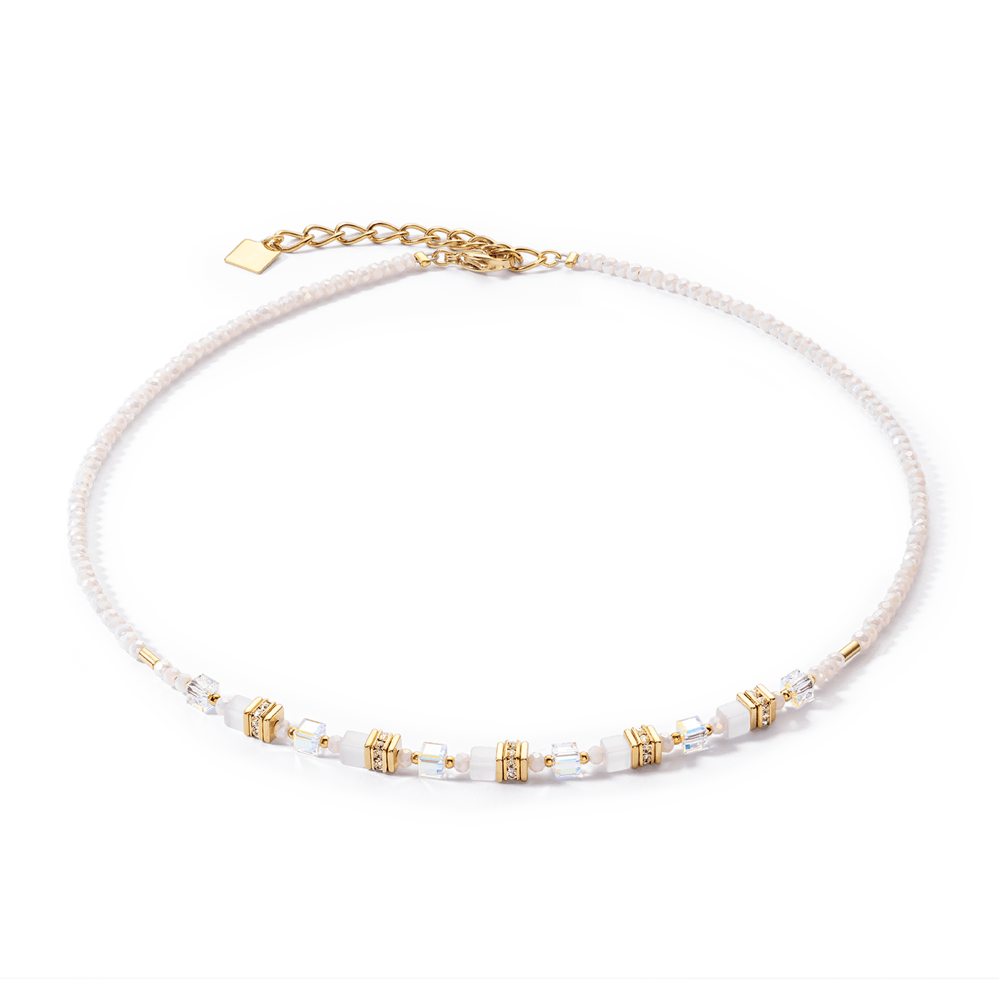 Coeur De Lion Mini Cubes Gold and White Necklace - Rococo Jewellery