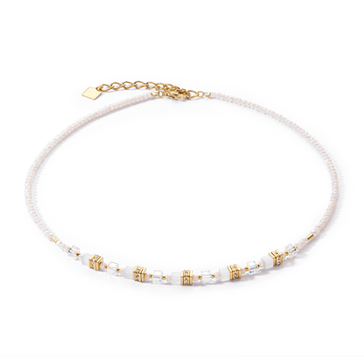 Coeur De Lion Mini Cubes Gold and White Necklace - Rococo Jewellery