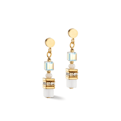 Coeur De Lion Mini Cubes Gold and White Earrings - Rococo Jewellery