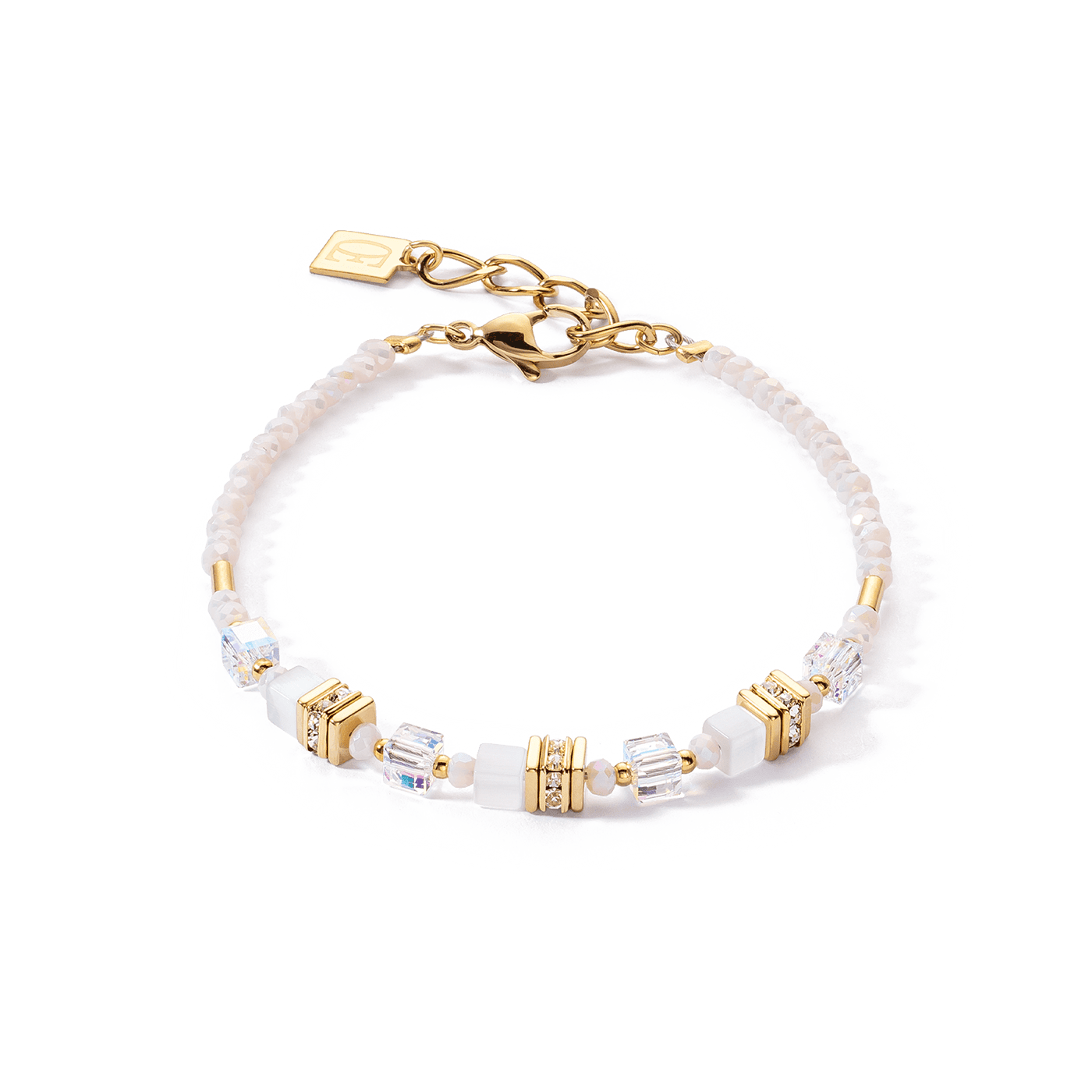 Coeur De Lion Mini Cubes Gold and White Bracelet - Rococo Jewellery