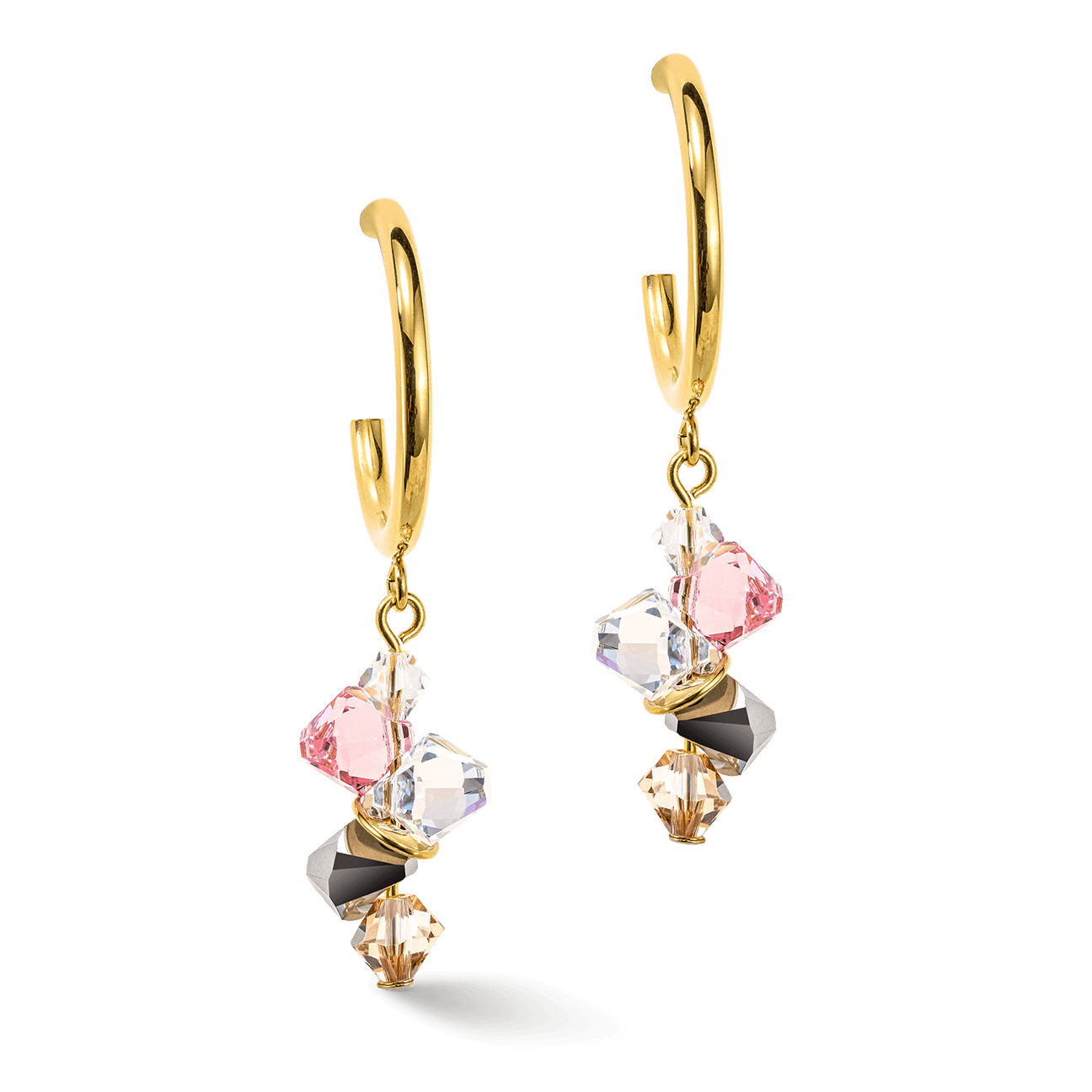 Coeur De Lion Gold and Light Rose Dancing Crystals Earrings - Rococo Jewellery
