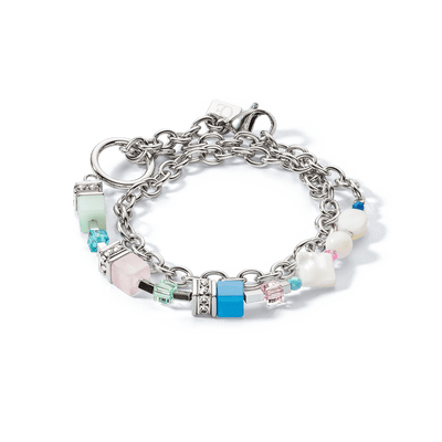 Coeur De Lion GeoCUBE® Fusion Morning Dew Silver Multicolour Pastel Bracelet - Rococo Jewellery