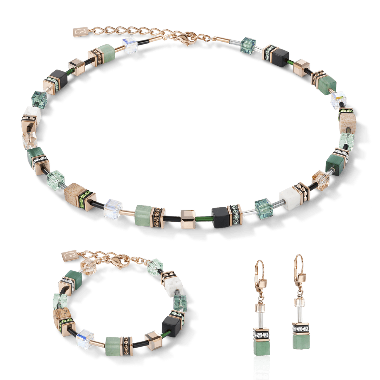 Coeur De Lion Green GeoCUBE Necklace - Rococo Jewellery