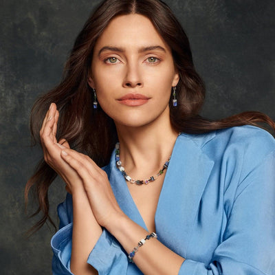 Coeur De Lion Swarovski® Crystals GeoCUBE® & Blue-Green Gemstones Necklace - Rococo Jewellery