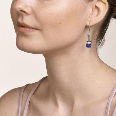 Coeur De Lion Swarovski® Crystals GeoCUBE® & Blue-Green Gemstones Earrings - Rococo Jewellery
