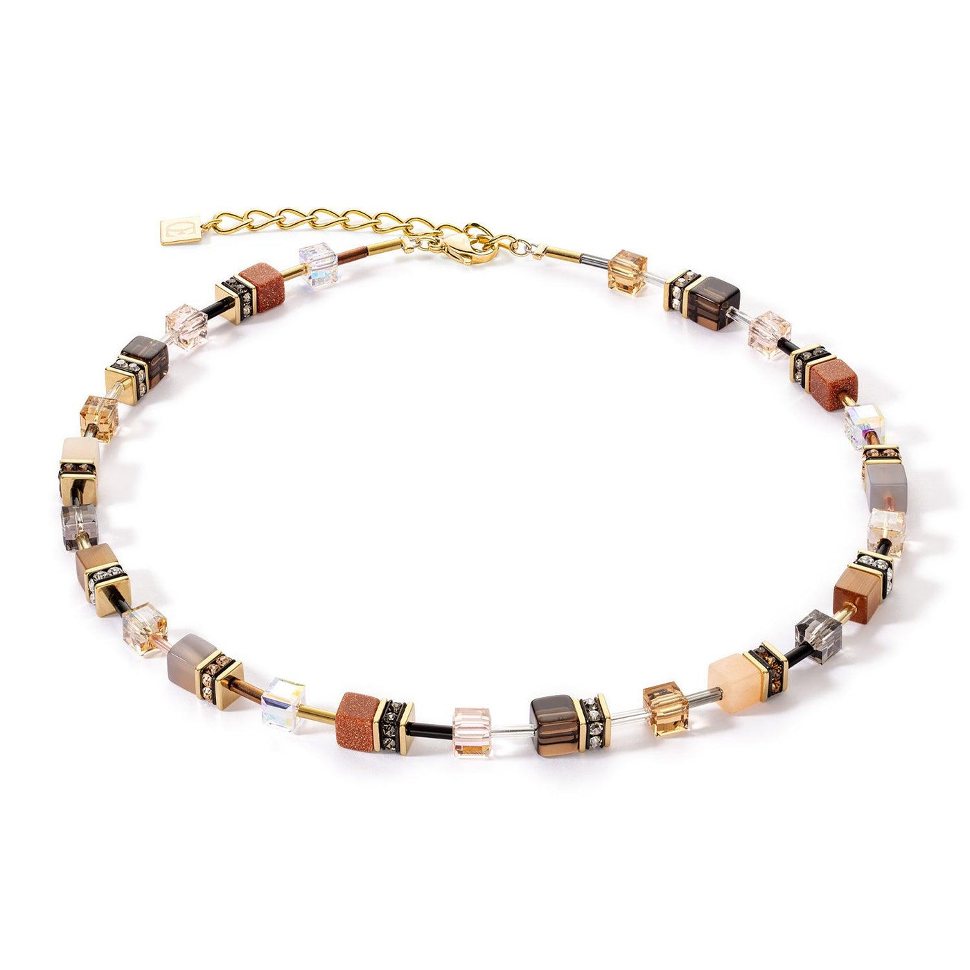 Coeur De Lion GeoCUBE® Iconic Precious Brown Necklace - Rococo Jewellery