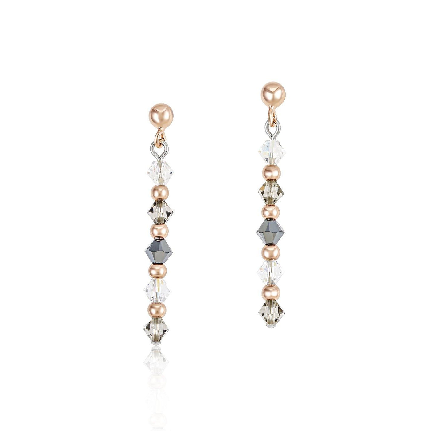 Coeur De Lion Rose Gold & Grey Swarovski® Crystals Earrings - Rococo Jewellery