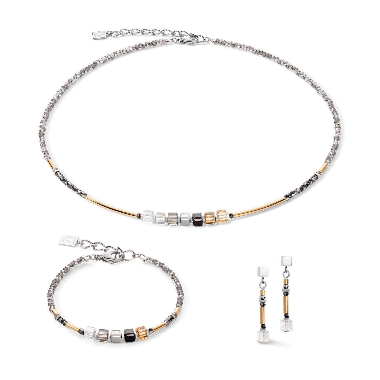 Coeur De Lion Grey Gold Sparkling Necklace - Rococo Jewellery