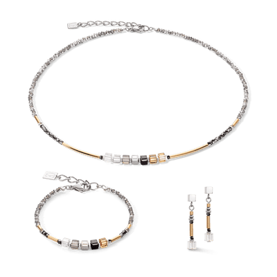 Coeur De Lion Grey Gold Sparkling Necklace - Rococo Jewellery