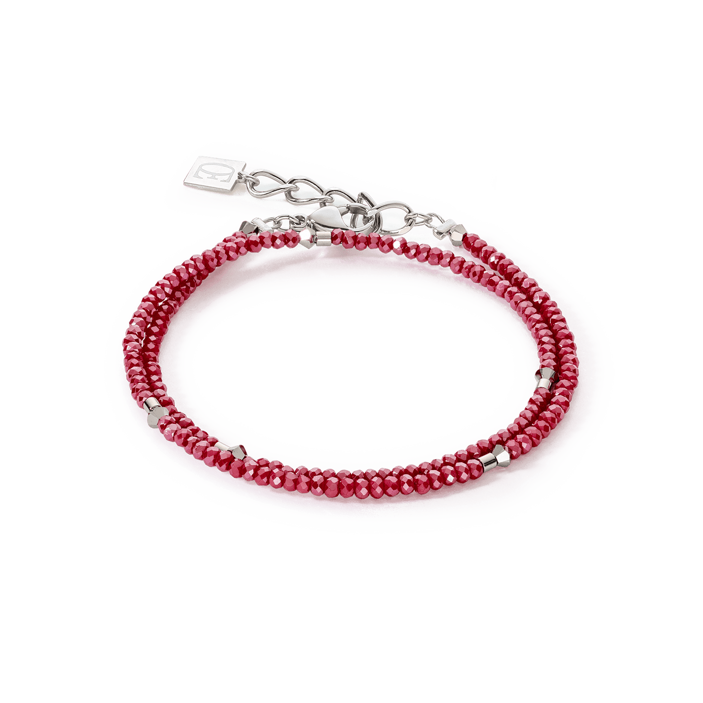 Coeur De Lion Small Red Crystals & Silver Bracelet - Rococo Jewellery