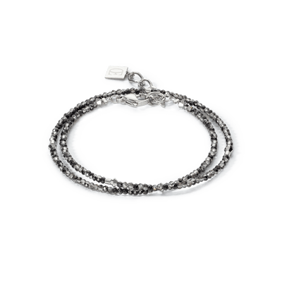 Coeur De Lion Small Crystal Silver & Anthracite Bracelet - Rococo Jewellery