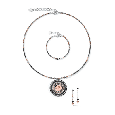 Coeur De Lion Grey-Crystal Striped Onyx & Swarovski® Crystals Amulet Necklace - Rococo Jewellery