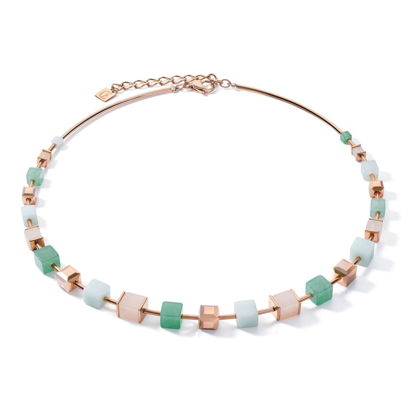 Coeur De Lion Green and Beige GeoCUBE® Necklace - Rococo Jewellery