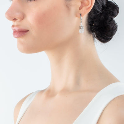 Coeur De Lion GeoCUBE® Precious Fusion Pearls Silver and White Earrings - Rococo Jewellery