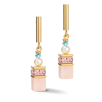 Coeur de Lion Pastel GeoCUBE® and Precious Pearls Fusion Earrings - Rococo Jewellery
