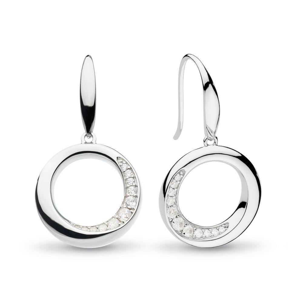 Kit Heath Bevel Cirque CZ Drop Earrings in Sterling Silver - Rococo Jewellery