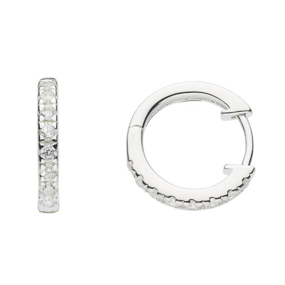 Clear Cubic Zirconia Huggie Stud Earrings - Rococo Jewellery