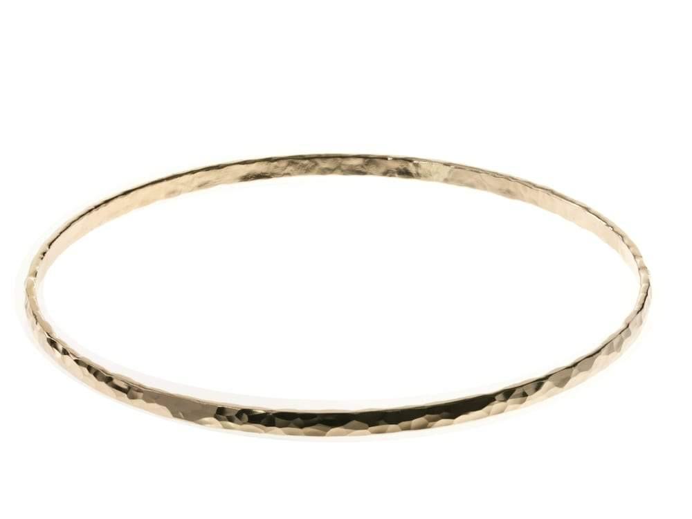 Yaron Morhaim Slim Gold Hammered Bangle - 14ct Rolled Gold - Rococo Jewellery